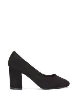 Women's 'Esme' Round Toe Mid Block Heel Court Shoe Heels in Jet Black Size: 5 - Jet Black - Size: 5 - XY London - FashionsVida