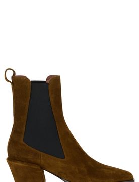 Pointed Suede Ankle Boots with Rubber Side Inserts