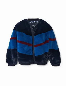 Bomber effet fourrure BLUE S female - Desigual - FashionsVida
