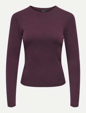 Langarmshirt mit Rundhals Violett L