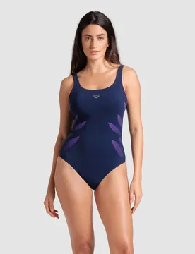 Milena Wing Back Damen Badeanzug, blau 50