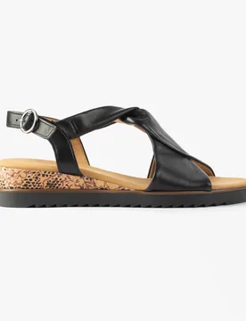 Rich Womens Sandals Black Leather - Size 3 Wide Fit (Uk Shoe) - Gabor - FashionsVida
