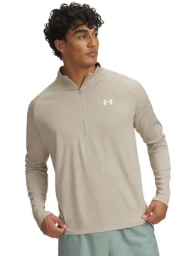 Tech Textured Half-Zip Herren Sweatshirt, braun LG