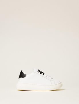 Baskets fille en cuir avec logo