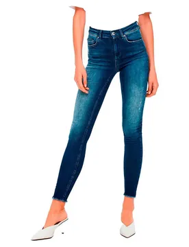 Jeans Blush Life Mid Skinny Ankle Raw Rea811 Dark Blue Denim XS