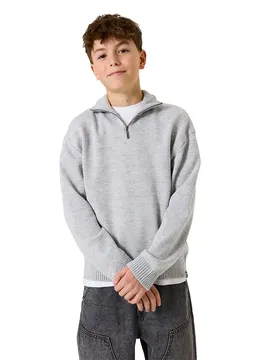 Maglione Con Mezza Zip K5360 Mid Grey Melee 10-11 Anni