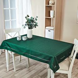 Tischdecke "Blätterranken" dunkelgrün 130x160 cm