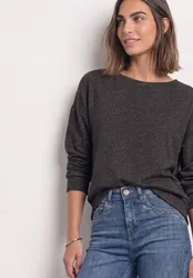 Langarm Shirt mit Elastikbund female Braun