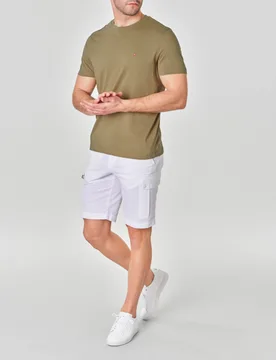 T-shirt verde militare mezza manica con logo piccolo ricamato - Aeronautica Militare - FashionsVida
