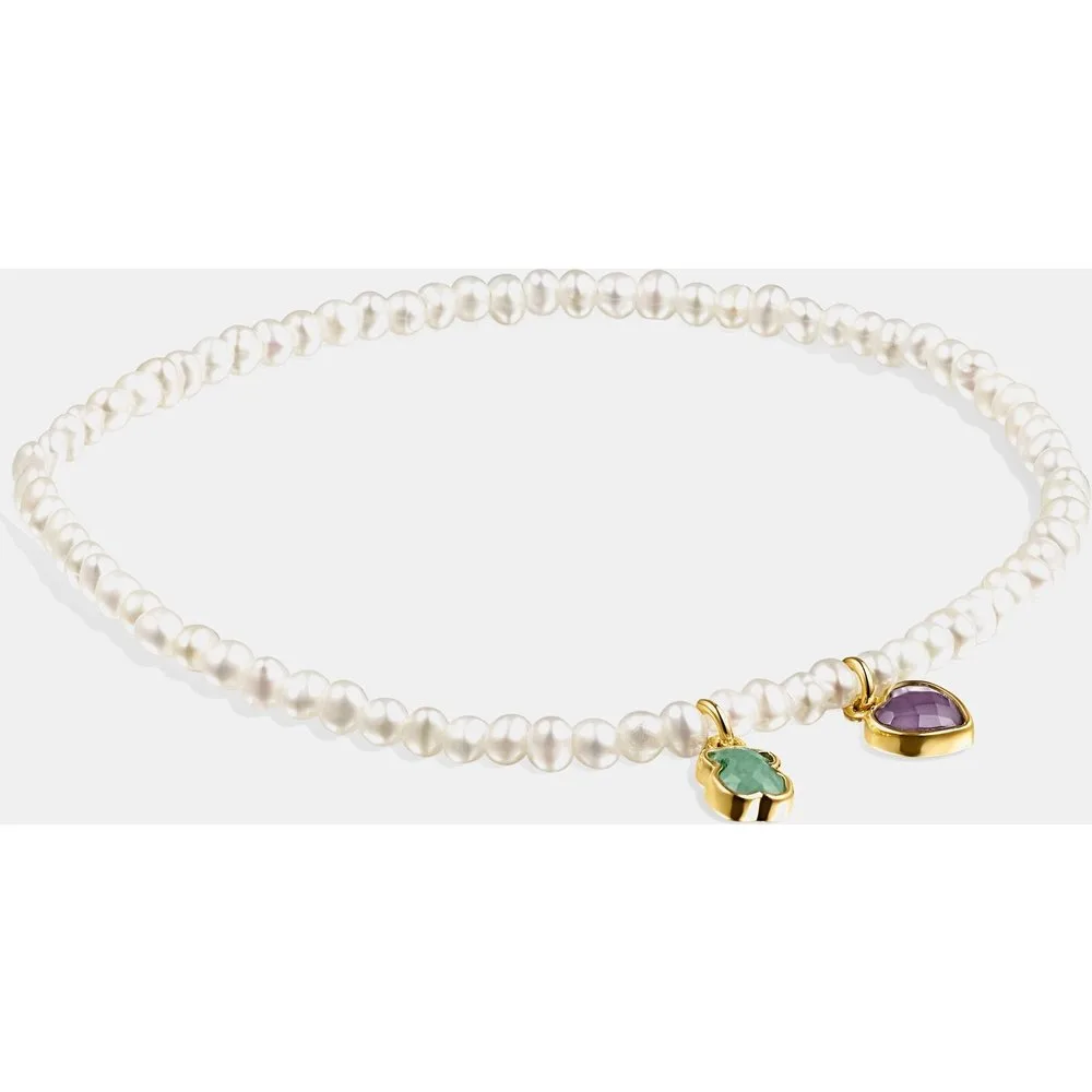 Pulsera glory de perlas bañada en oro 18 kt sobre plata con piedras - Tous - FashionsVida