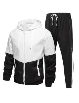 Pcs/Set Conjunto deportivo de running y fitness transpirable con bloques de color para hombres, incluye chaqueta & pantalones, ropa deportiva estilo n - Shein - FashionsVida