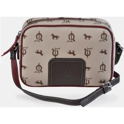 Bolso crossbody realizado en piel y lona