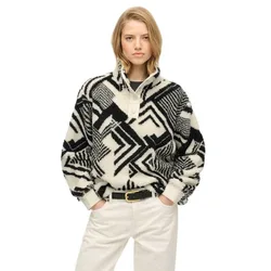 Felpa Super Soft Printed Henley Ricondizionato Mono Aztec Off White L