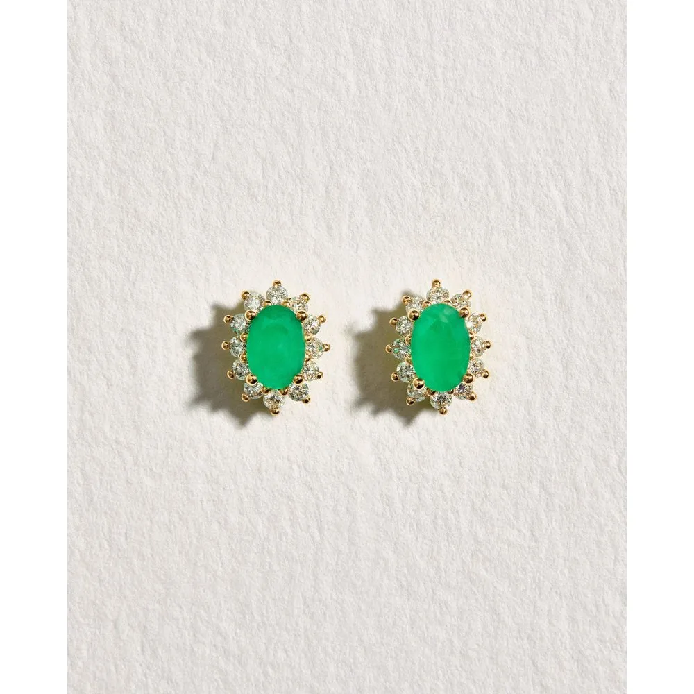 Pendientes de oro con diamante y esmeralda - El Corte Inglés - FashionsVida