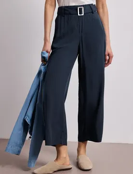 Wide Leg Hose mit Gürteldetail female Blau