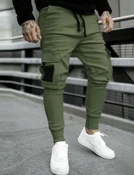 Pantalones cargo de hombre con ajuste holgado, bolsillos con solapa y cintura con cordón, para otoño - Shein - FashionsVida