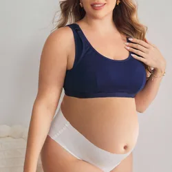 Sujetador de lactancia de unicolor cómodo para maternidad de talla grande
