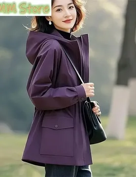 Super Good-Looking Women's Wear Slim Windbreaker Coat Hooded Jacket New Retro Female Purple Trench Coat Outwear - Aliexpress - FashionsVida