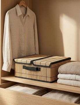 Cesto pieghevole con due scomparti - beige
