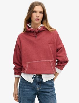 Superdry Damen Überfärbtes Essential Hoodie mit Logo Grau - Größe: 44