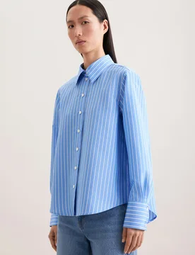Hemdbluse in A- Linie aus Viskose Mix Blau 40 - Seidensticker - FashionsVida