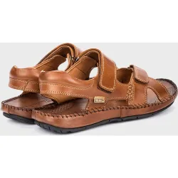 Sandalias de hombre de piel con plantilla acolchada y doble cierre adherente en color