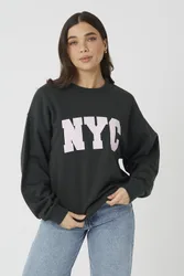 Womens Green Slogan Crew Neck Sweatshirt - Size X-Large