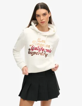Superdry Women's Retro Hoodie mit Glitzer-logo Creme - Größe: 38 - 84.99 - FashionsVida