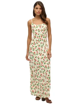 Robe Longue Sans Manches Bias Cut Maxi Slip Strawberry S - Superdry - FashionsVida