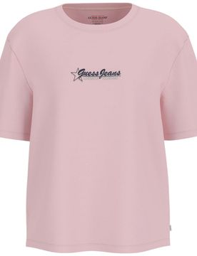 T-shirt rosa con logo ricamato W5RI48 K8HM0 A61U
