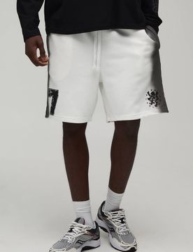 Herren Weite Passform Sprühgewaschene Jersey-Shorts White Größe Small