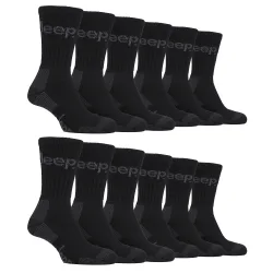 Pairs Mens Luxury Cushioned Cotton Hiking Socks - Black - Size Uk 6-11
