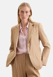 Zweiknopf Twill Blazer aus Leinen Mix Beige 38