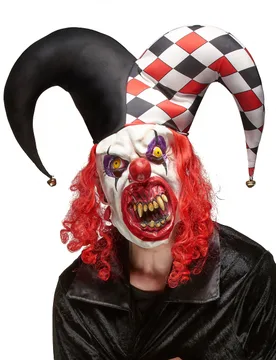 Joker Maske Latex Kostümzubehör rot-schwarz-weiss - KARNEVAL-MEGASTORE - FashionsVida