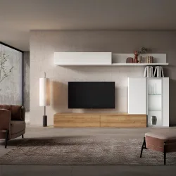 Mueble de salón modular con estantería con vidrio Evolution 2.0