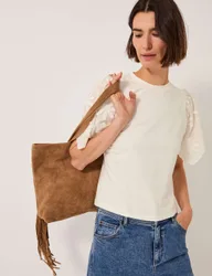 Cotton Rich Floral Applique T-Shirt Ivory female