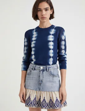 Mini-jupe en jean patch volants BLUE 34 female - Desigual - FashionsVida