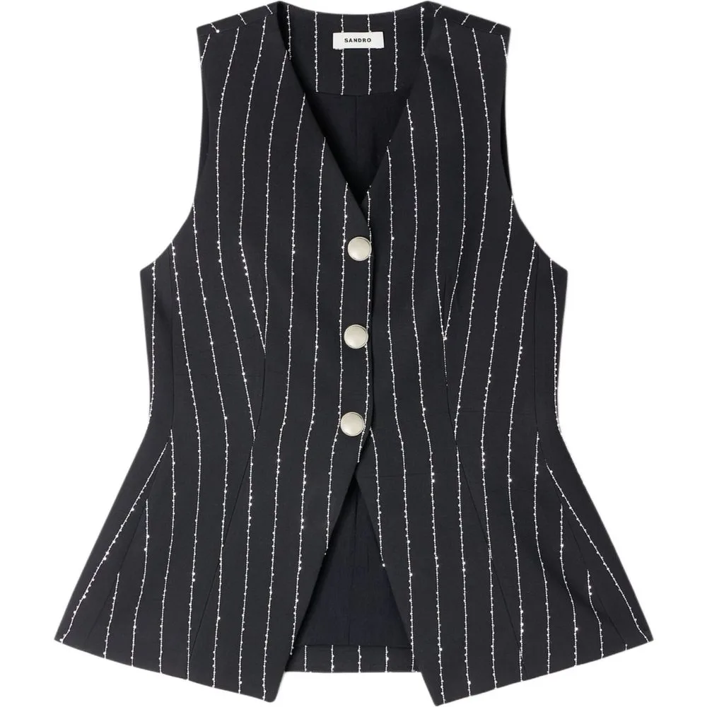 Chaleco de mujer con rayas y lentejuelas - sandro - FashionsVida