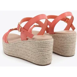 Sandalias de cuña de mujer en efecto rafia con tira personalizada