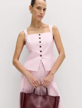 Tailored Strappy Cropped Waistcoat with Linen English Rose female - M&S - FashionsVida