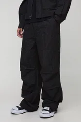 Mens Tall Parachute Check Ripstop Trouser - Black - Size Small