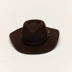 Women's Wool Cowboy Hat With Slim Leather Band in Brown Size: XL - Brown - Size: XL