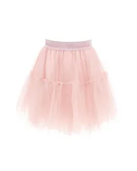 Gonna a lunghezza media in tulle rosa antico con balze