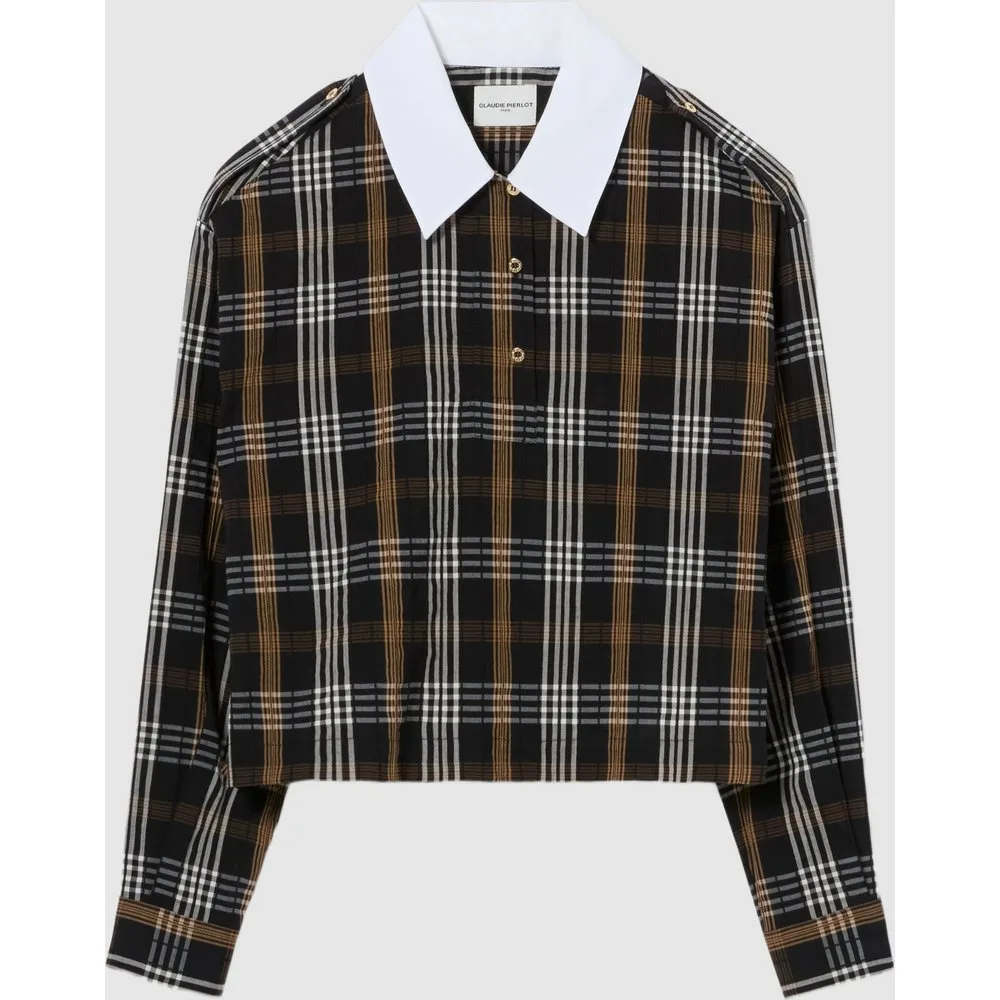 Blusa de mujer de cuadros y manga larga - CLAUDIE PIERLOT - FashionsVida