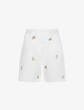 Bermuda con ricami bambino bianco panna