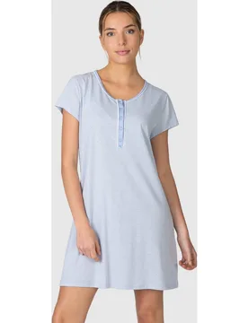 Camisón corto de mujer de manga corta con ribete a contraste - Massana - FashionsVida