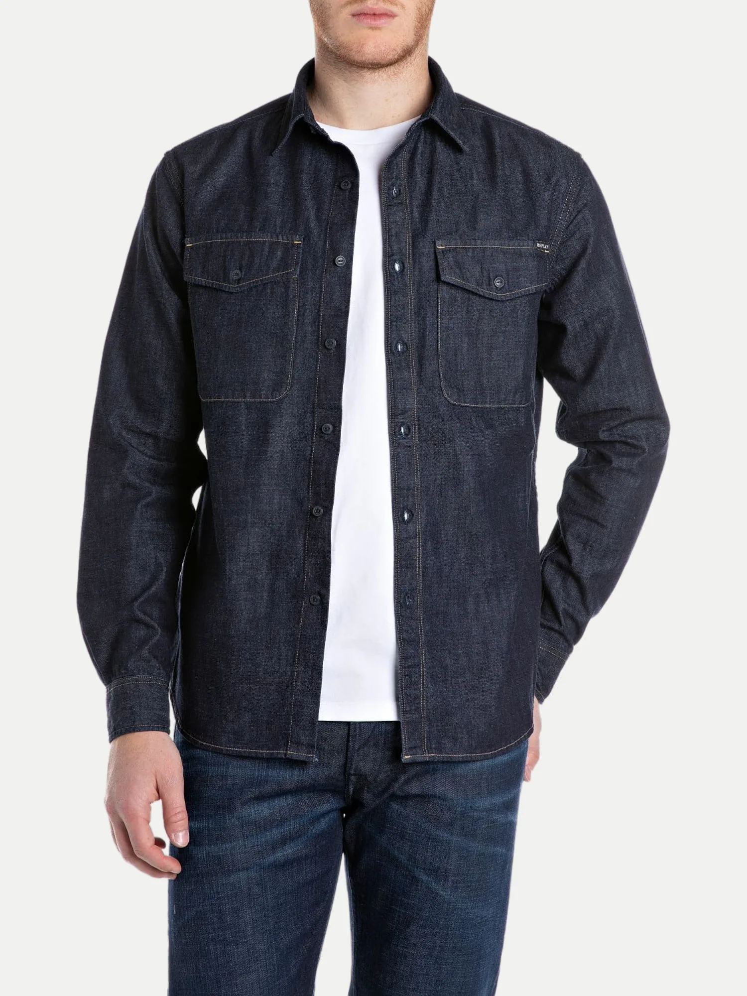 Jeanshemd mit Brusttaschen Blau XXL - Replay - FashionsVida