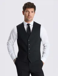 Tailored Fit Wool Rich Performance Waistcoat Black male