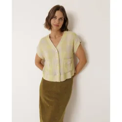 Indi & Cold - Camisa de mujer escote pico manga corta