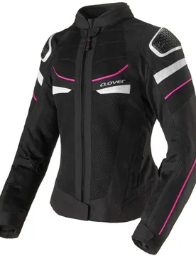 Giacca Moto Donna RAINJET 3 LADY WP Nero Fucsia Bianc taglia XS - Clover - FashionsVida